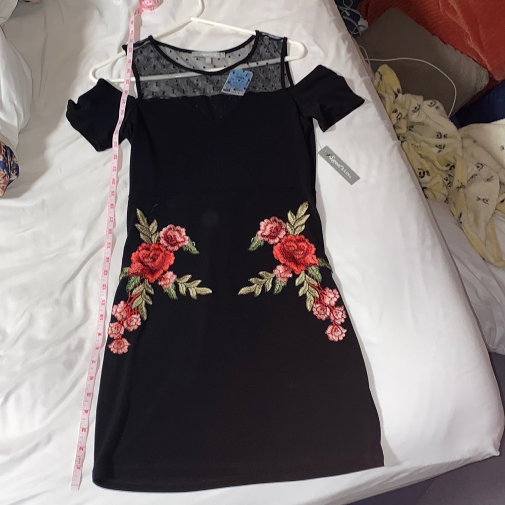 Little Black Dress Rose Embroidery